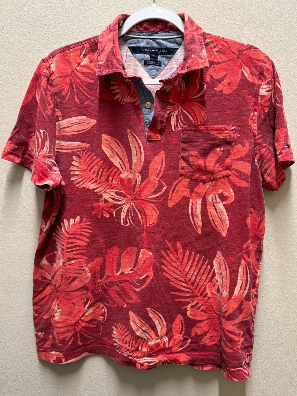 Tommy Hilfiger Red Floral Short-Sleeve Polo